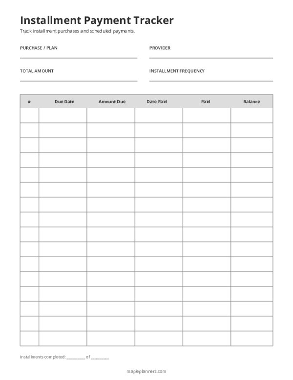 Installment Payment Tracker