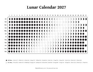 Lunar Calendar 2027 - Moon Phases