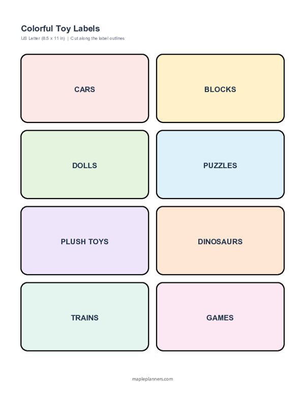 Colorful Rainbow Toy Labels