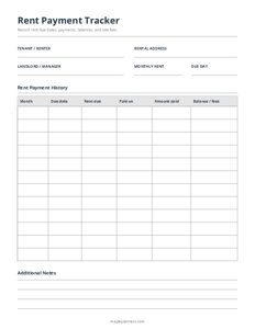 Free Printable Subscription Payment Tracker Template