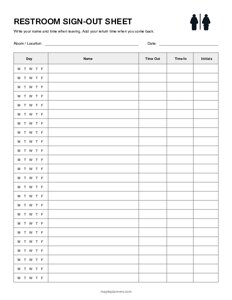 Restroom Sign-Out Sheet