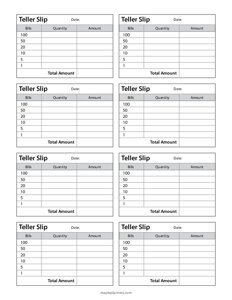 Teller Slip Template
