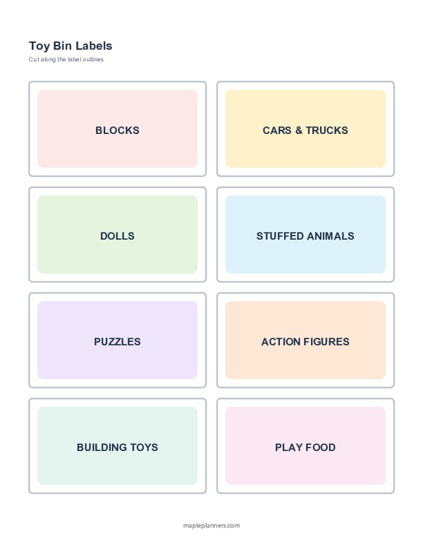 Toy Bin Labels