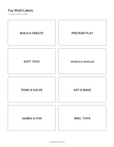 Toy Shelf Labels for Kids Toy Organization