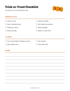 Trick or Treat Checklist