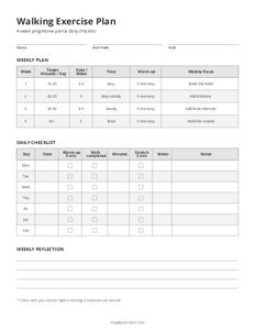 Walking Exercise Plan Template