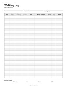 Walking Log Template