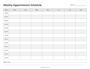 Weekly Appointment Schedule