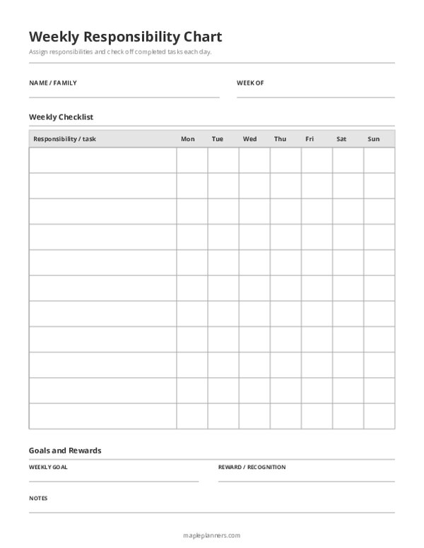 Weekly Responsibility Chart