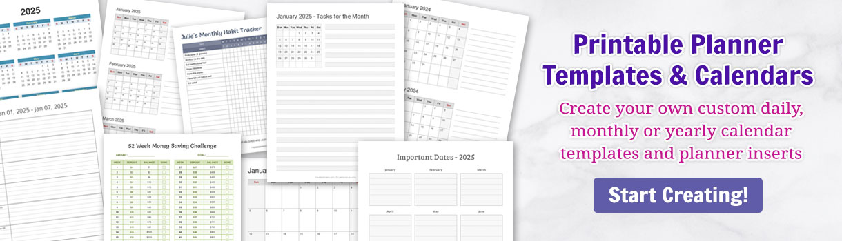 make your own calendar and planner inserts