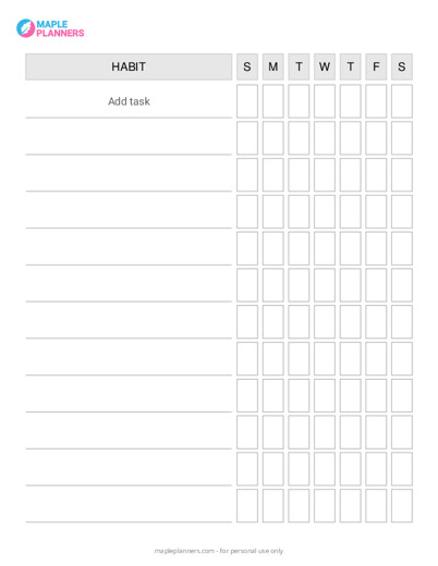 Make your own Weekly Habit Tracker