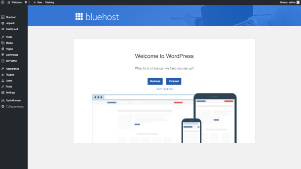 Click Install to Install WordPress on Bluehost