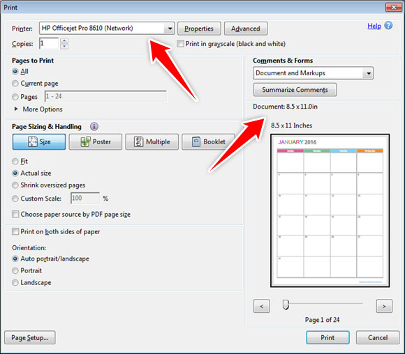 Printing Letter Size Planner Back to Back