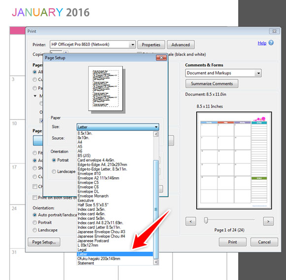 Printing Letter Size Planner Back to Back