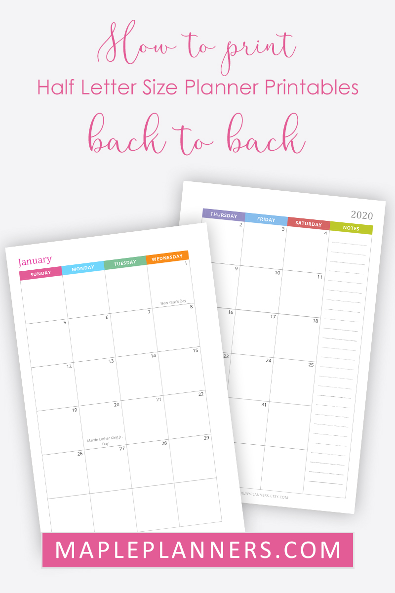 Free Half Size Planner Printables 2020 Printable Form Templates And 