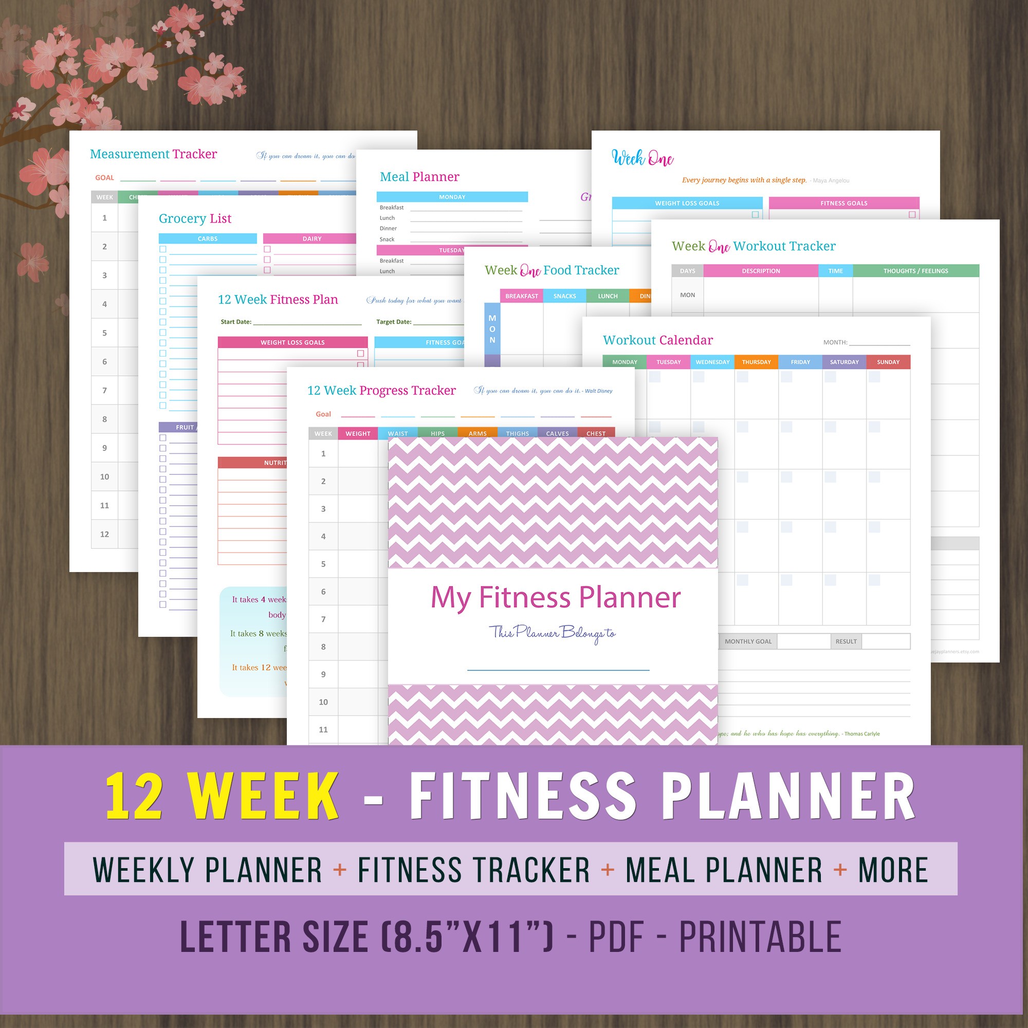 Fitness Planner Track Your Weight Loss and Fitness Goals Maple Planners
