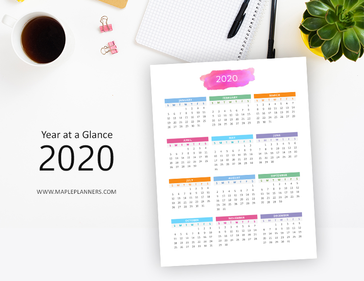 Year at a Glance 2020 and 2021 - Yearly Calendar