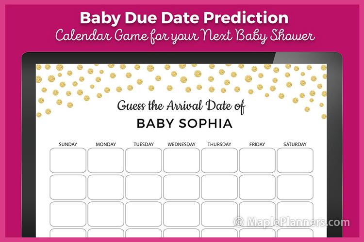 Baby Due Date Prediction Calendar Game for your next baby shower