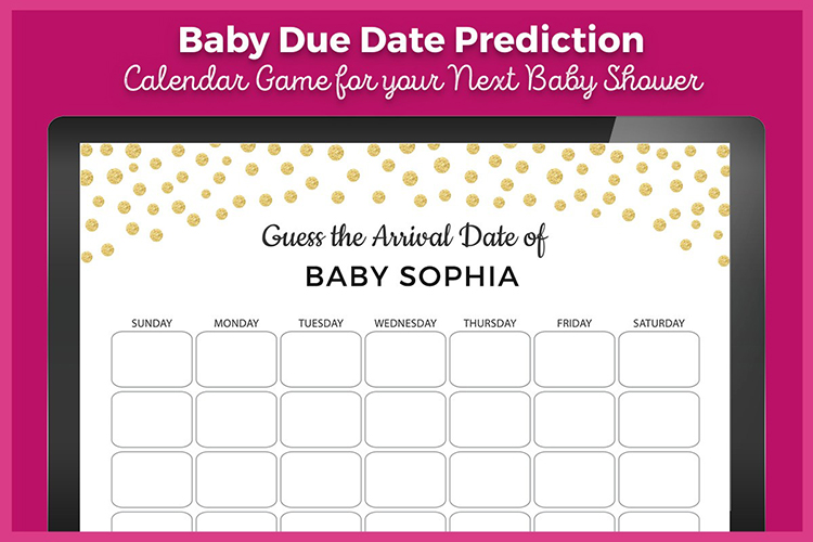 Baby Due Date Prediction Calendar Game for your next baby shower