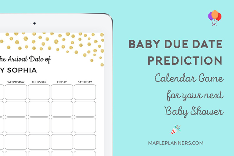 Baby due date prediction calendar game for your next baby shower