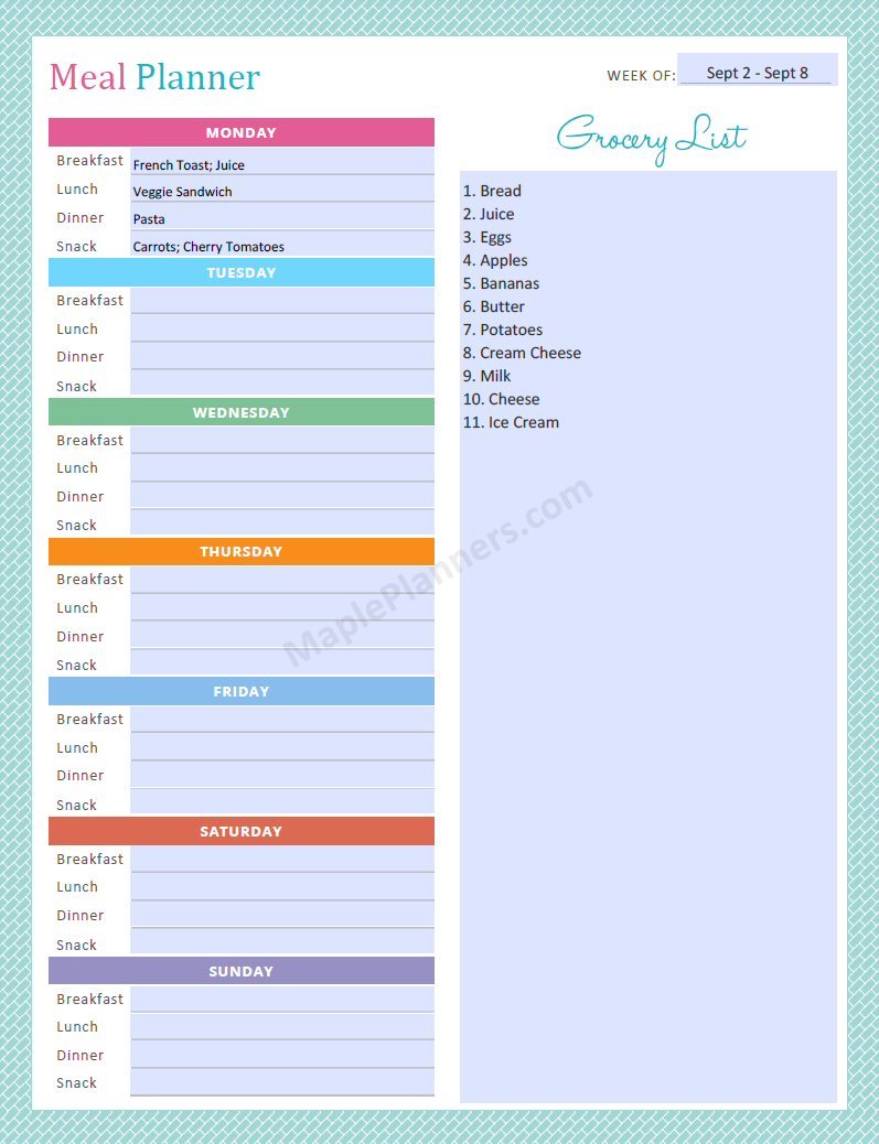 Meal Planner - Editable Recipe Binder