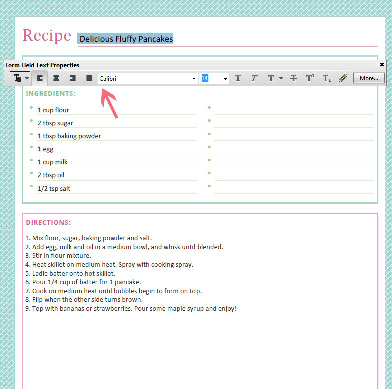 How to make the edits to Editable Recipe Binder