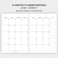 A5 Planner Printable Inserts | A5 Weekly and Monthly Planner Inserts