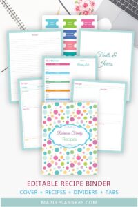Editable Recipe Binder Printable