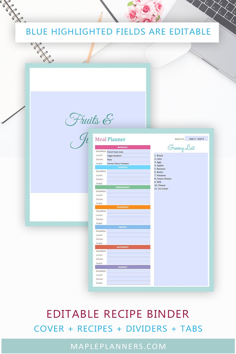 Editable Recipe Book Binder Printables