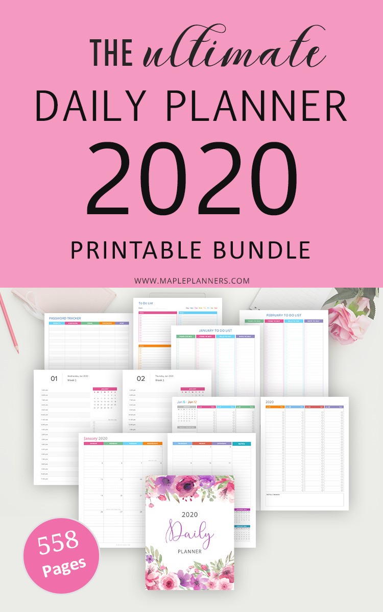 Daily Planner 2020 Printable Bundle