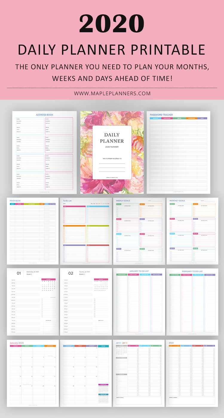daily planner 2020 printable