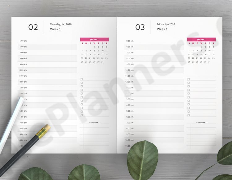 Vertical Weekly Planner 2020