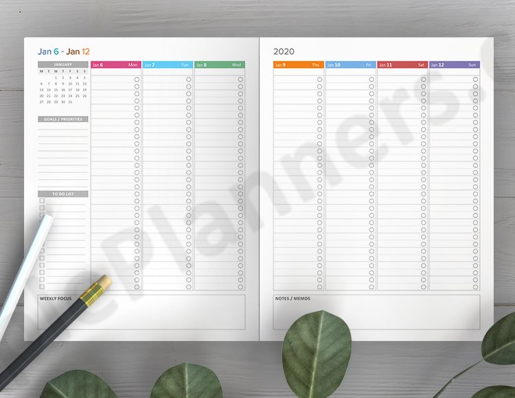 Vertical Weekly Planner 2020