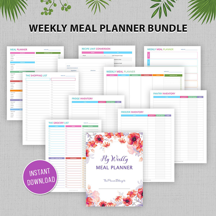 Weekly Meal Planner Printable Bundle