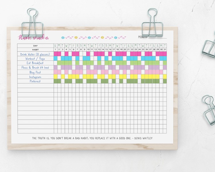 Monthly Habit Tracker Printable