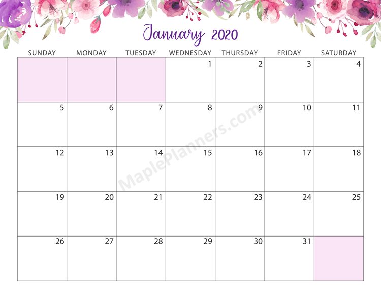 Editable January 2020 Printable