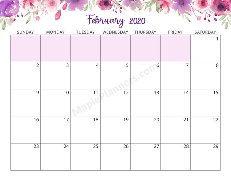 Editable February 2020 Printable