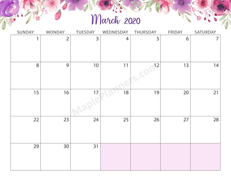 Editable March 2020 Printable