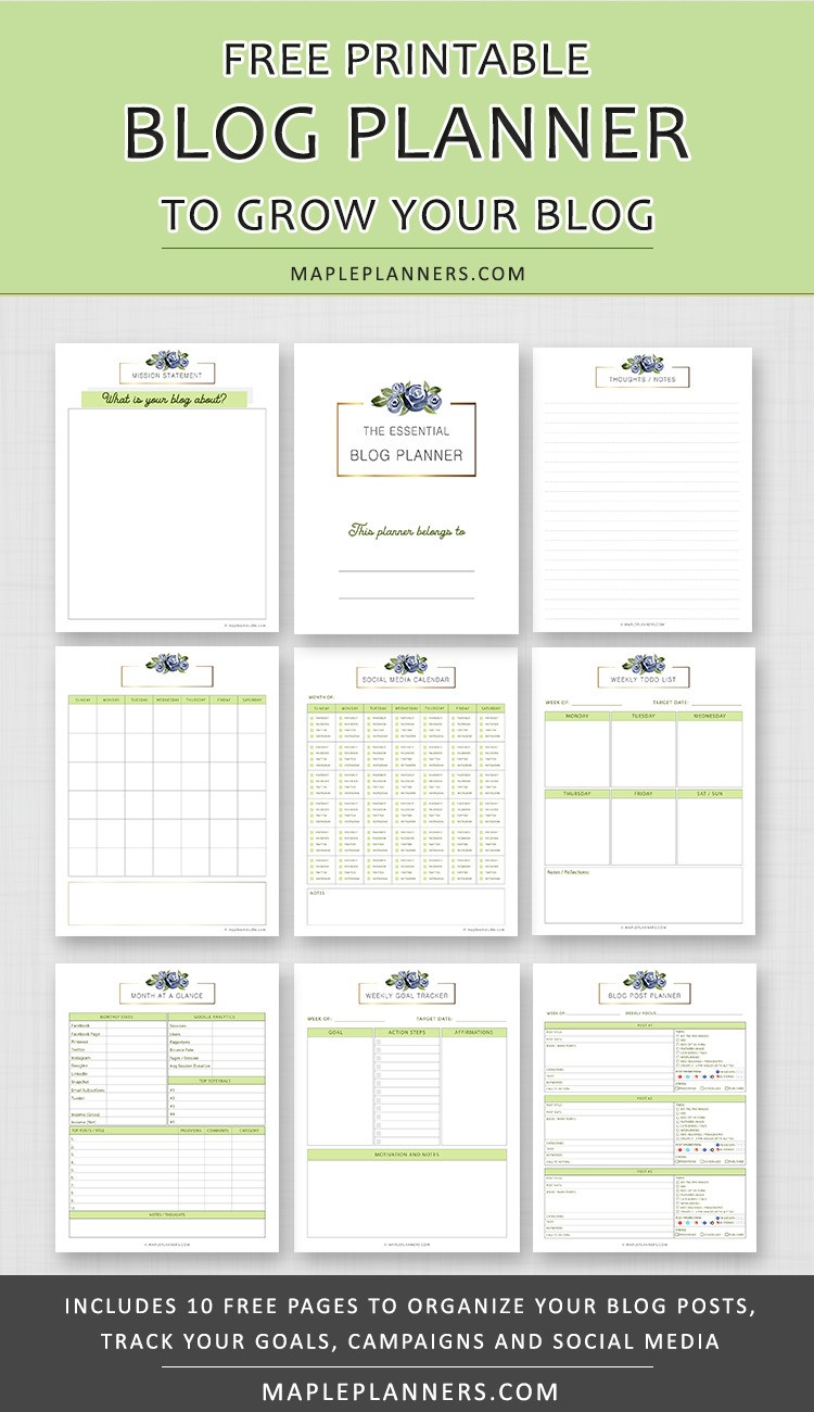 Free Printable Blog Planner PDF Pages