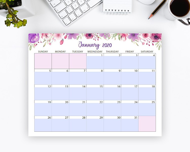 January 2020 Editable Calendar