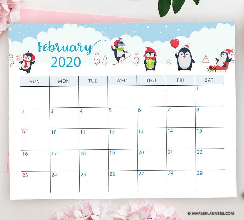 February 2020 Calendar Printable