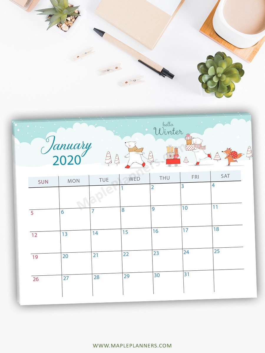 Printable Calendar January 2020