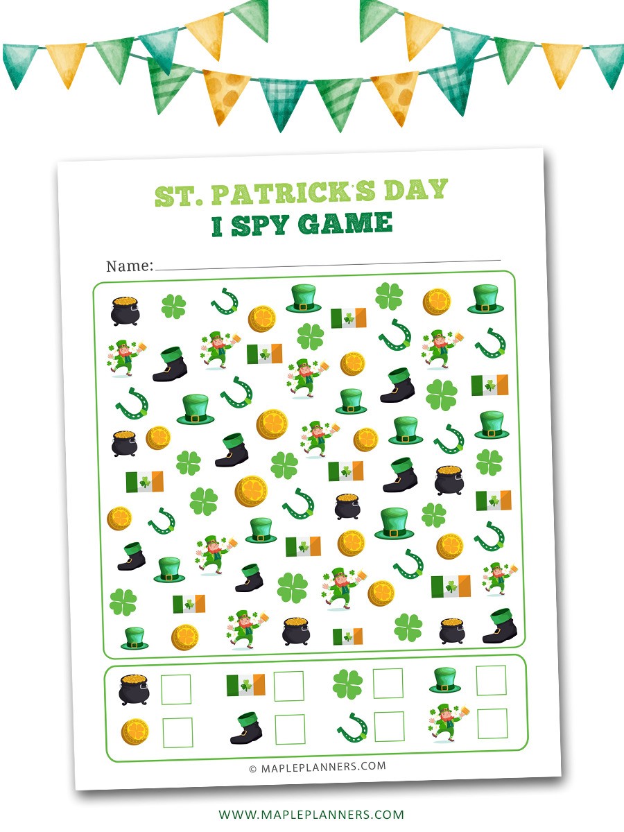 St. Patrick's Day I Spy Game Puzzle for Kids