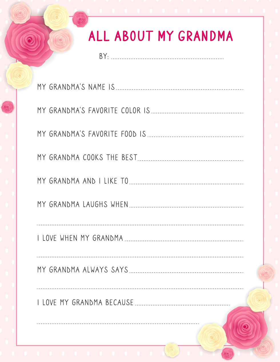 All about my Grandma - Mother's Day Printables