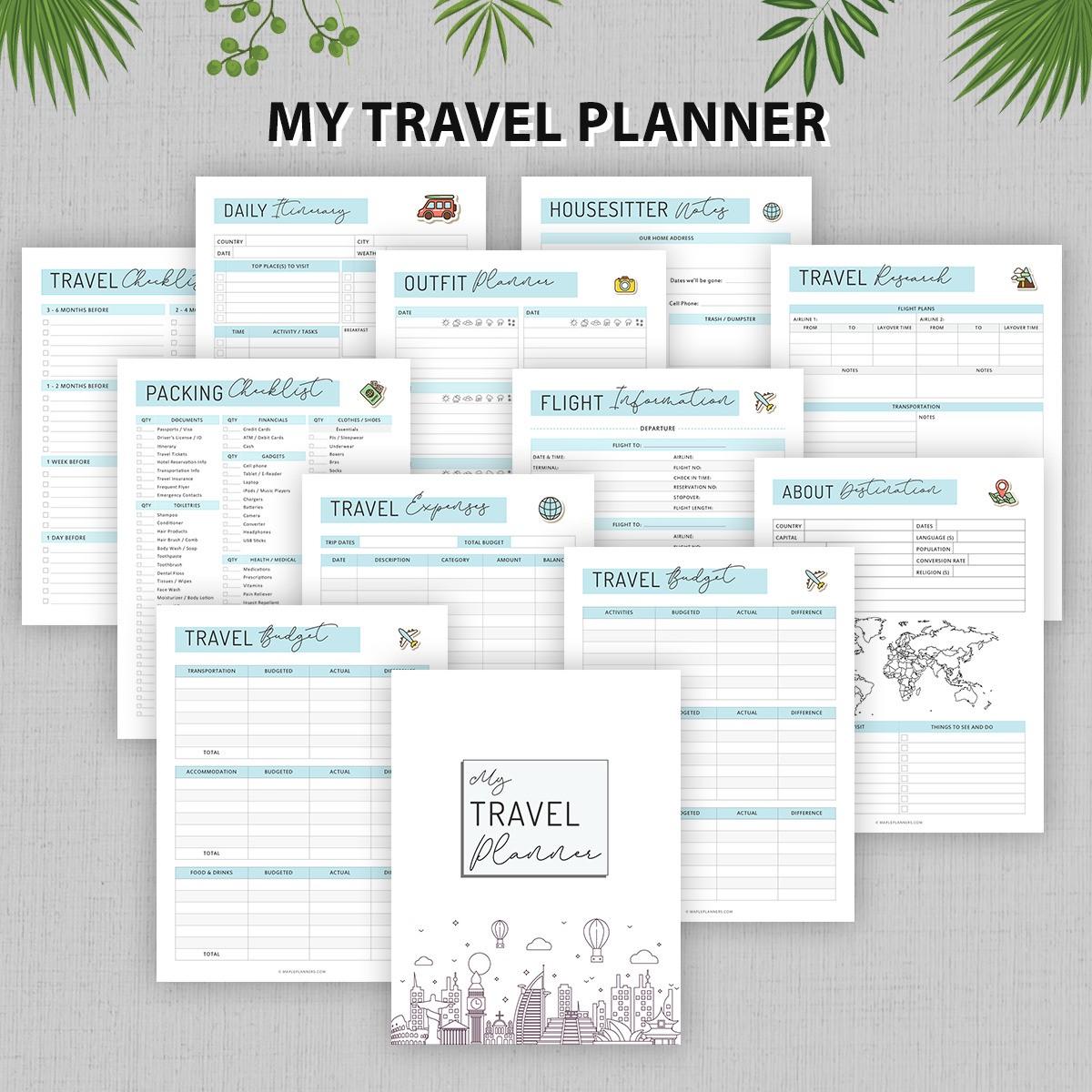 Travel Packing List Instant Download Print Template/organization