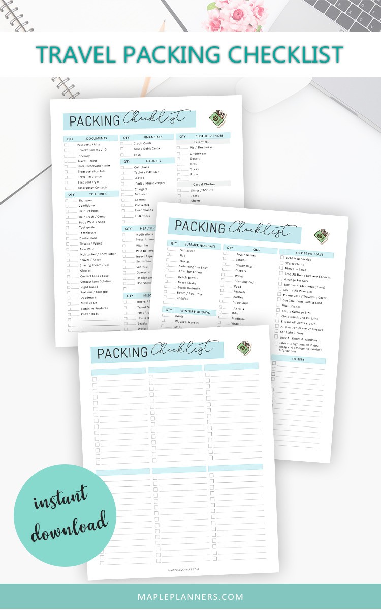 Free Printable Travel Packing Checklist