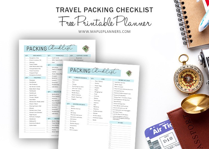 Free printable travel packing checklist