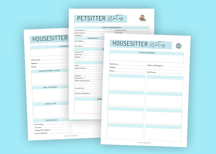 Housesitter and Petsitter Notes Printable