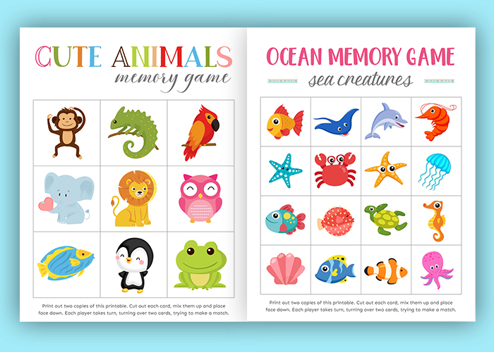 Animal Memory games Free Printables
