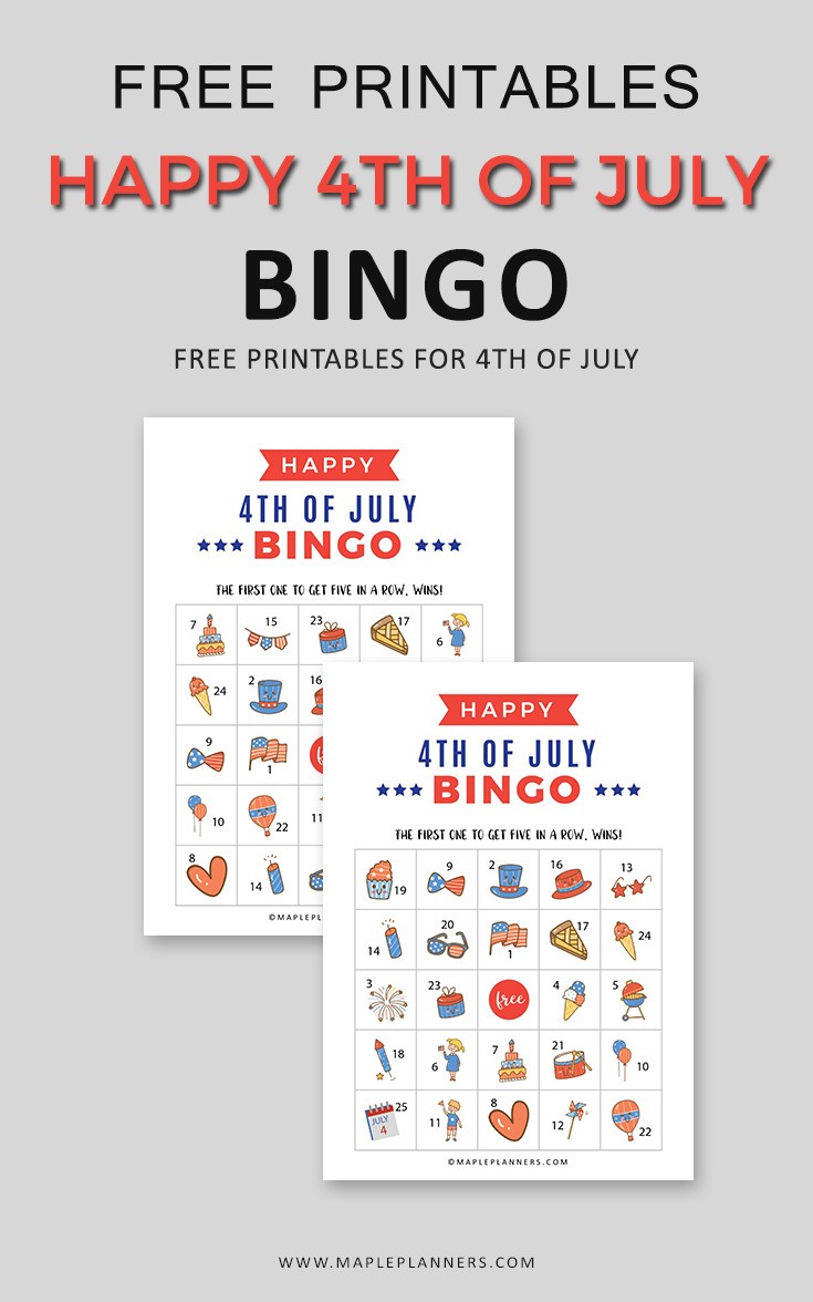 4th of July Bingo Game Printables